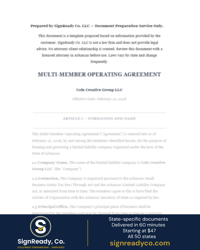 Operating Agreement — Multi Member LLC