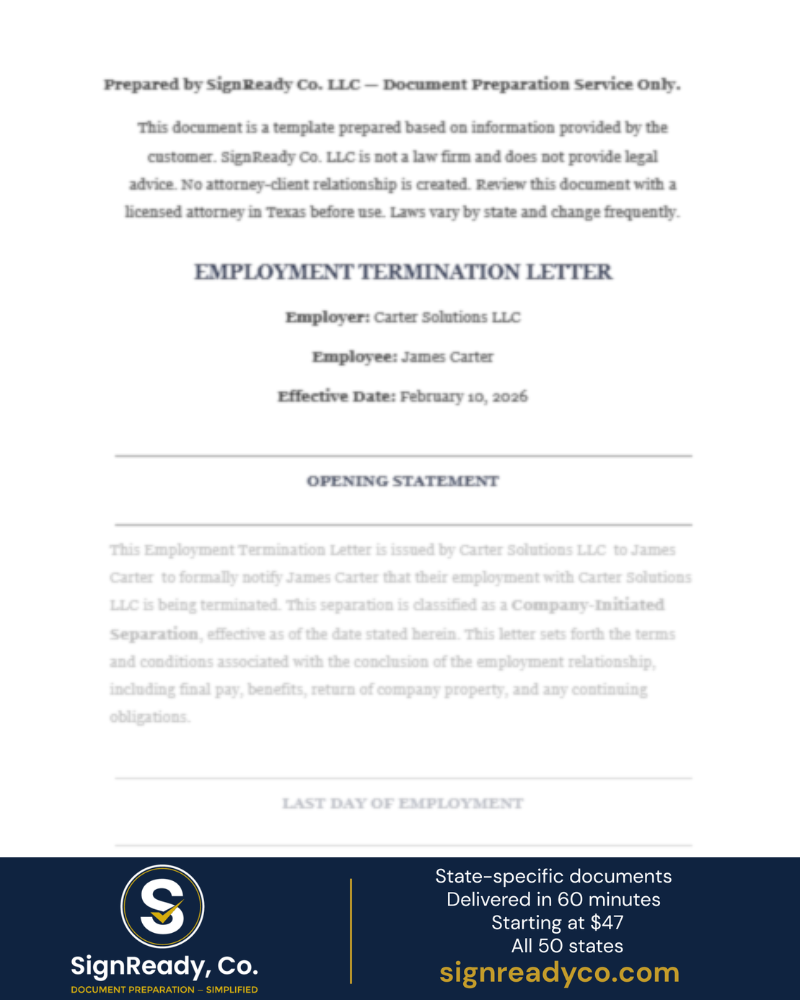 Employment Termination Letter