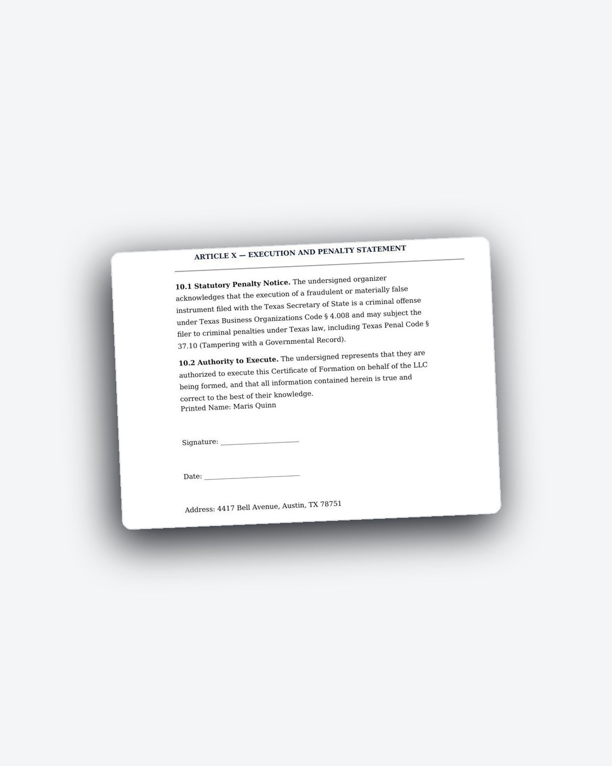 Articles of Organization