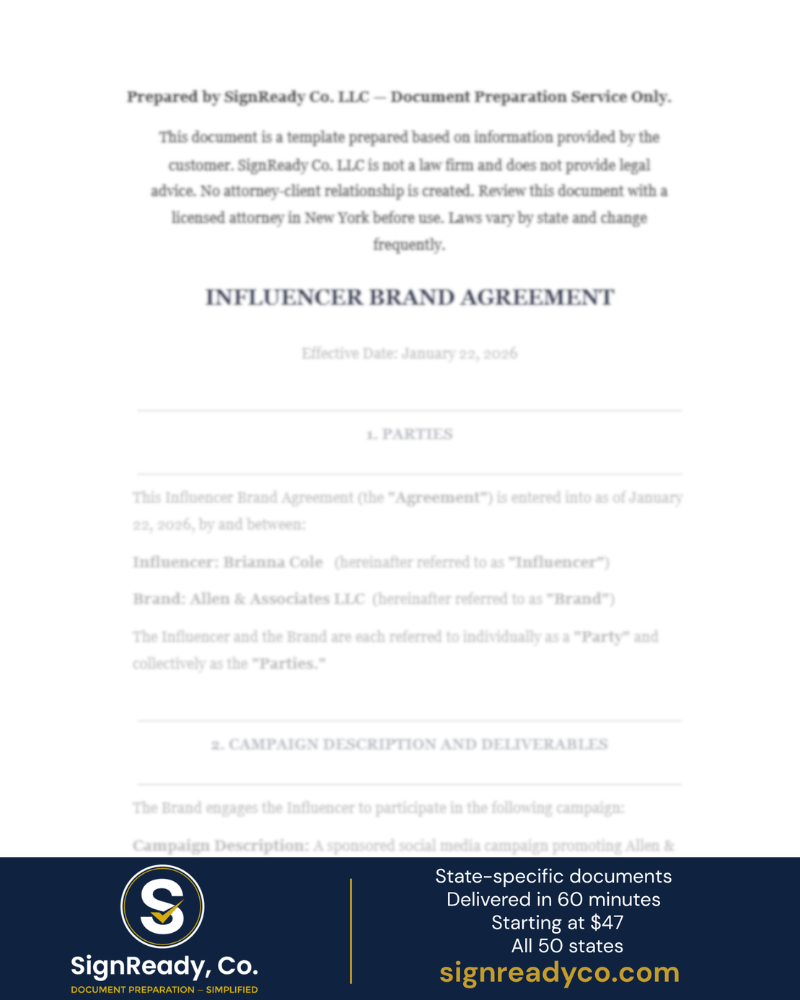 Influencer Brand Agreement