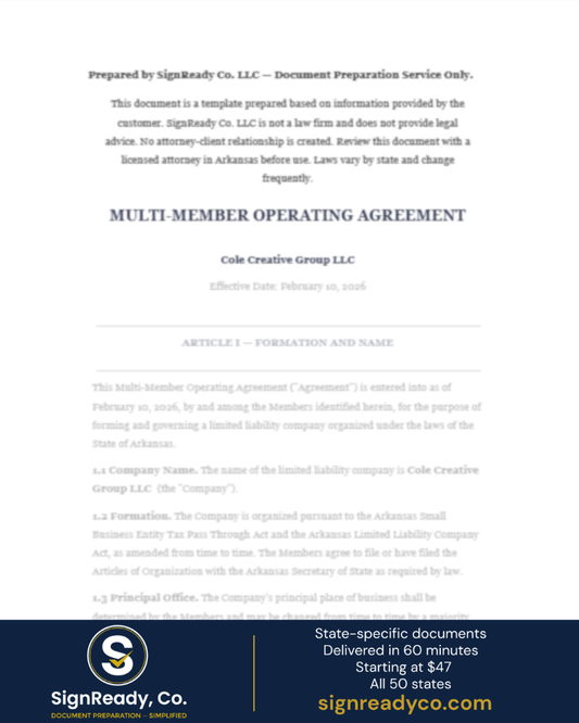 Operating Agreement — Multi Member LLC