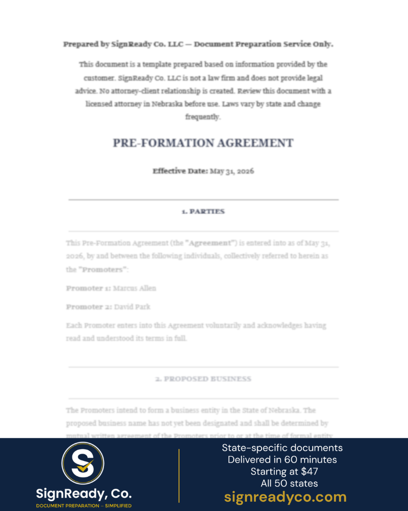 Pre-Formation Agreement