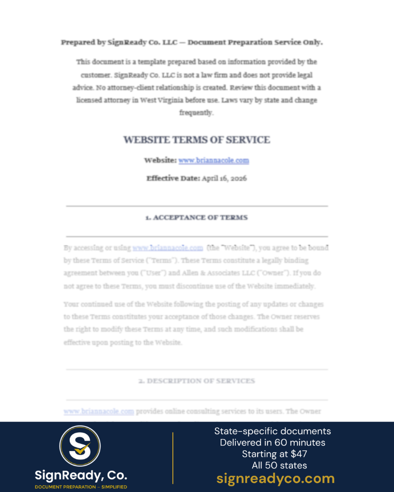 Website Terms of Service