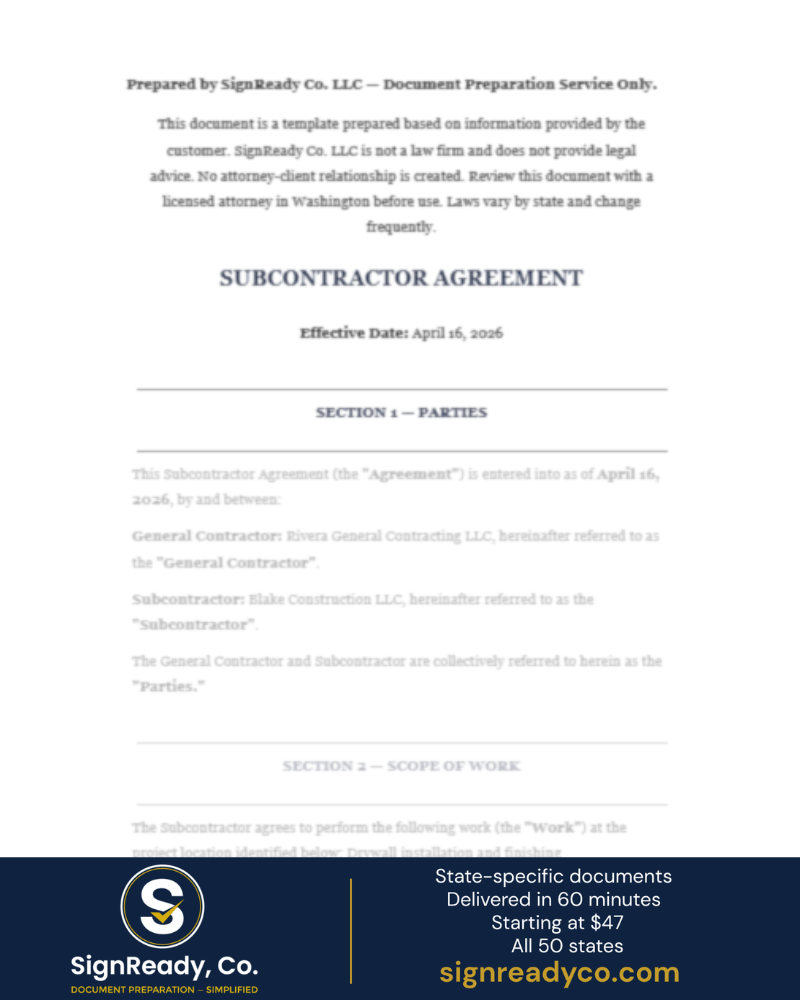 Subcontractor Agreement