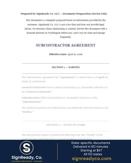 Subcontractor Agreement