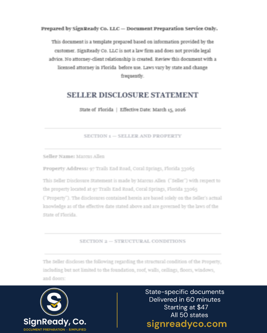 Seller Disclosure Statement