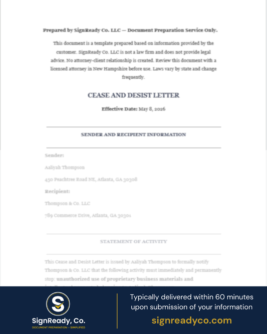 Cease and Desist Letter