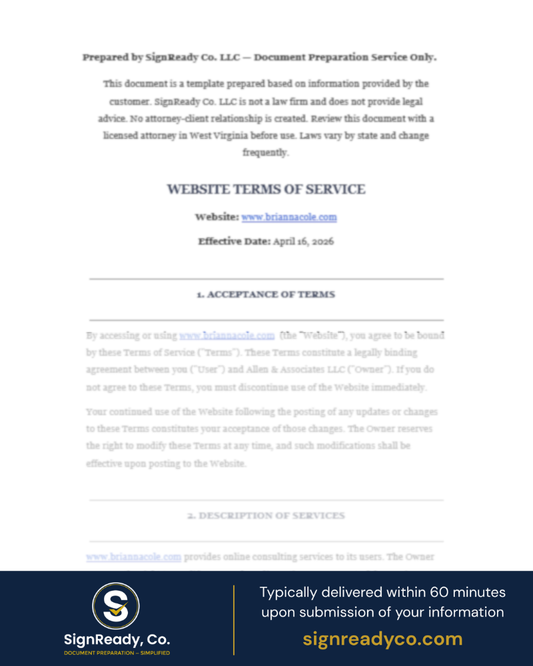 Website Terms of Service