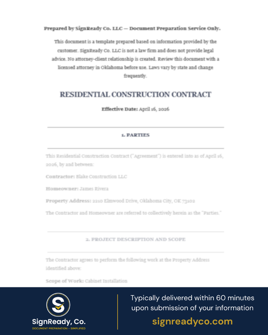 Residential Construction Contract