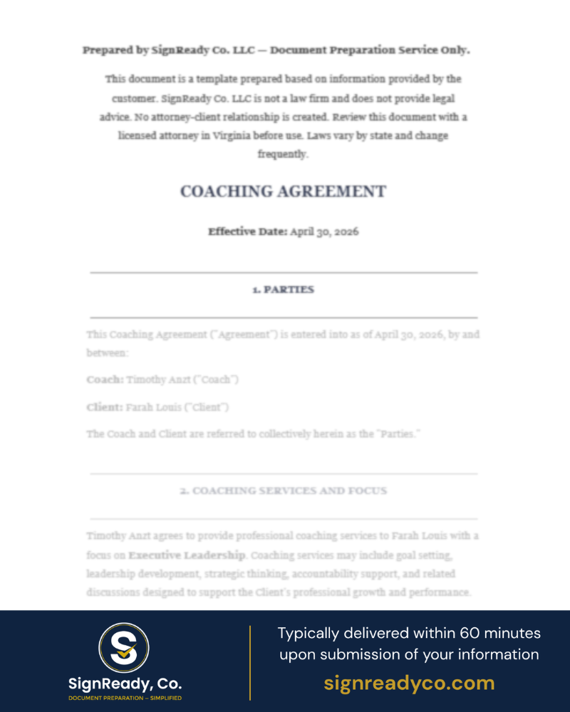 Coaching Agreement