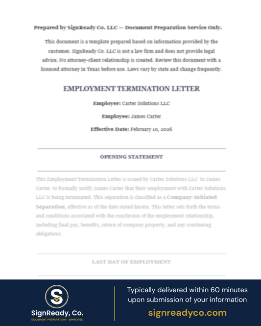 Employment Termination Letter