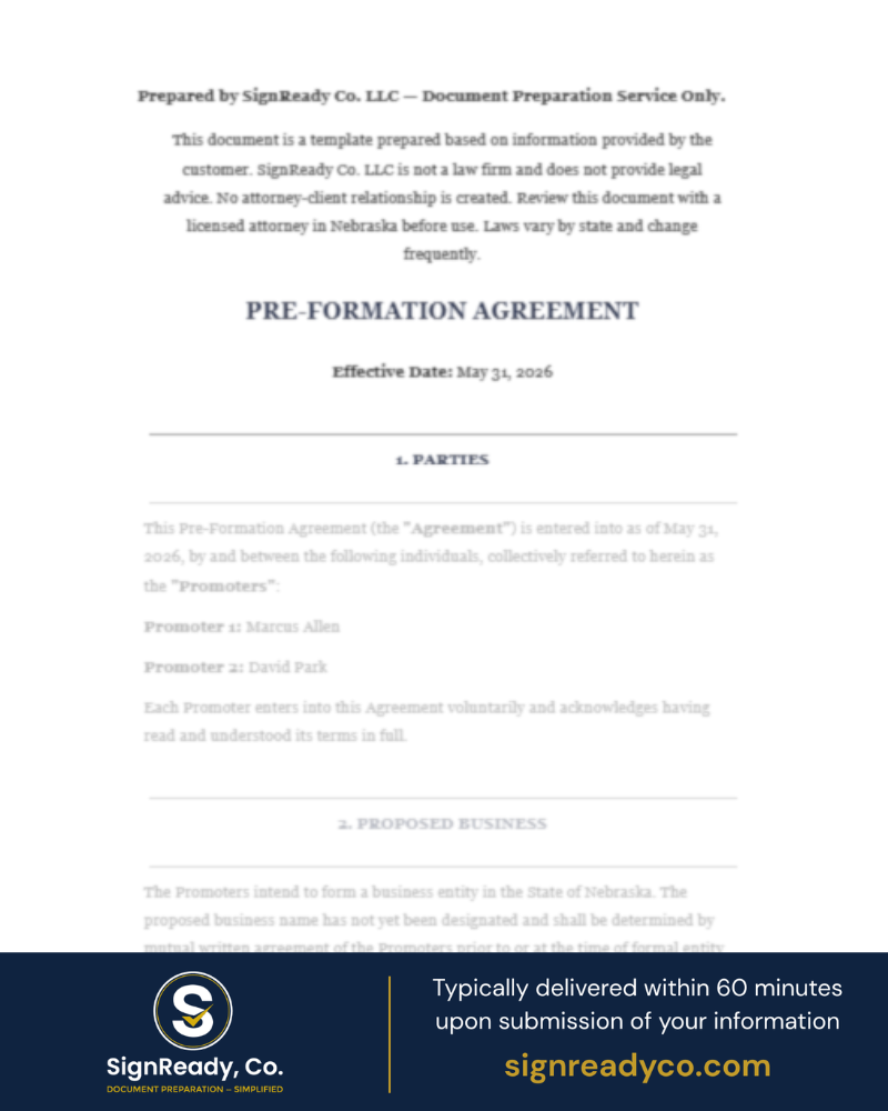 Pre-Formation Agreement