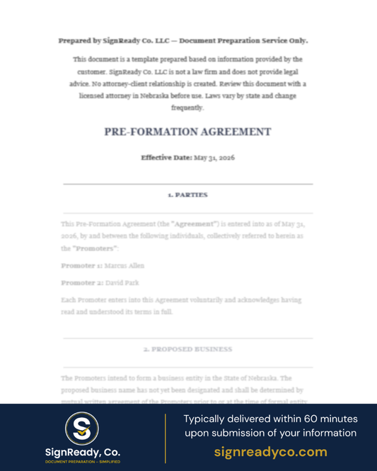 Pre-Formation Agreement