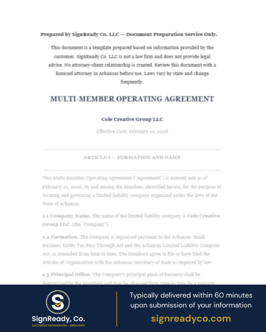 Operating Agreement — Multi Member LLC