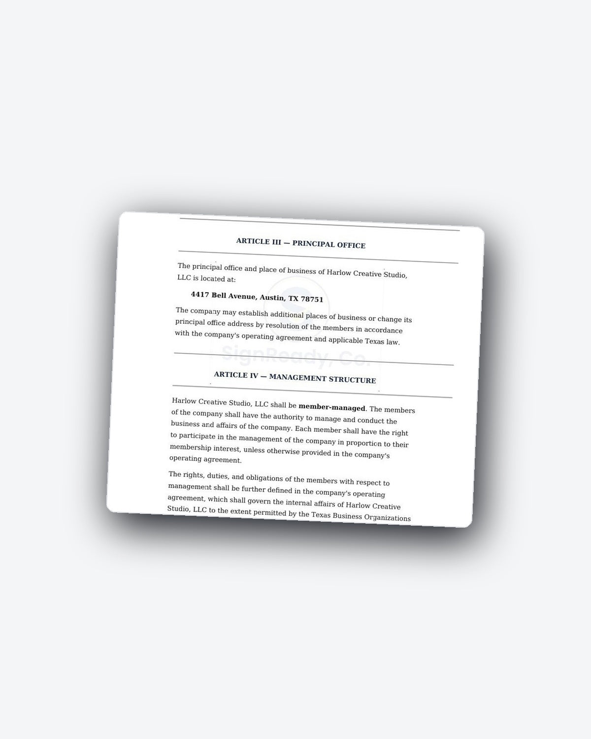Articles of Organization