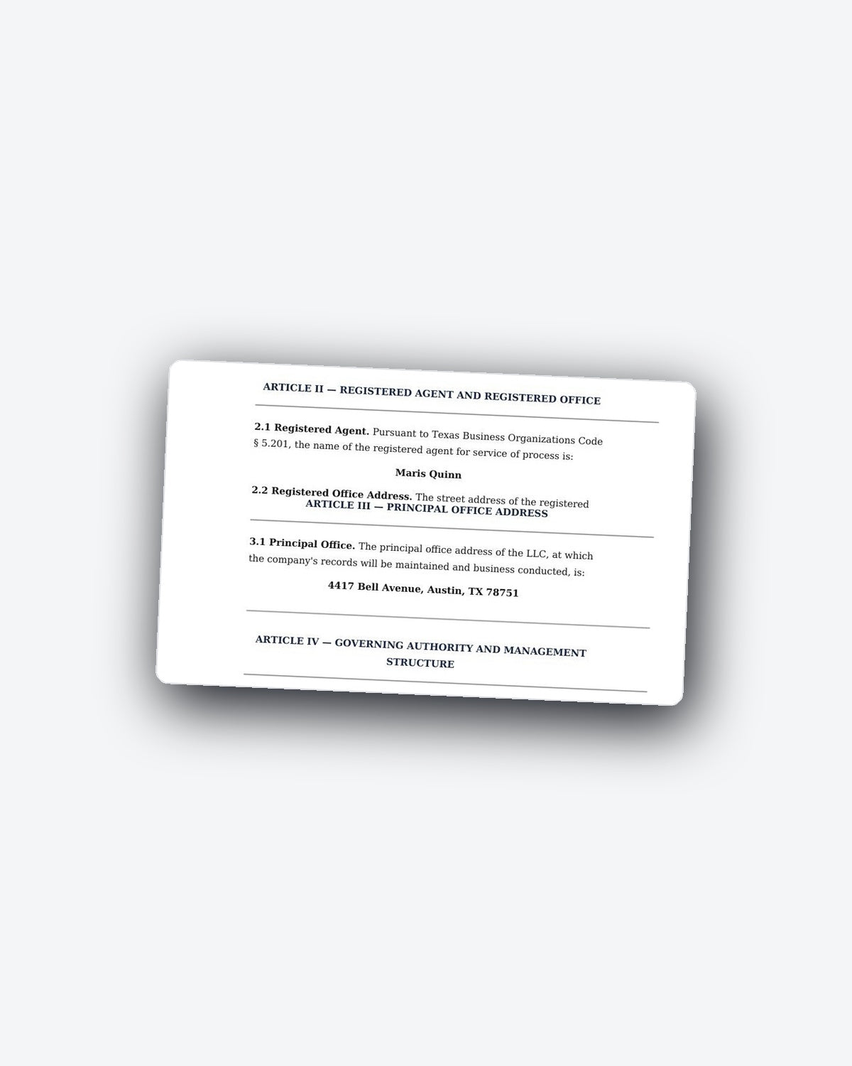 Articles of Organization